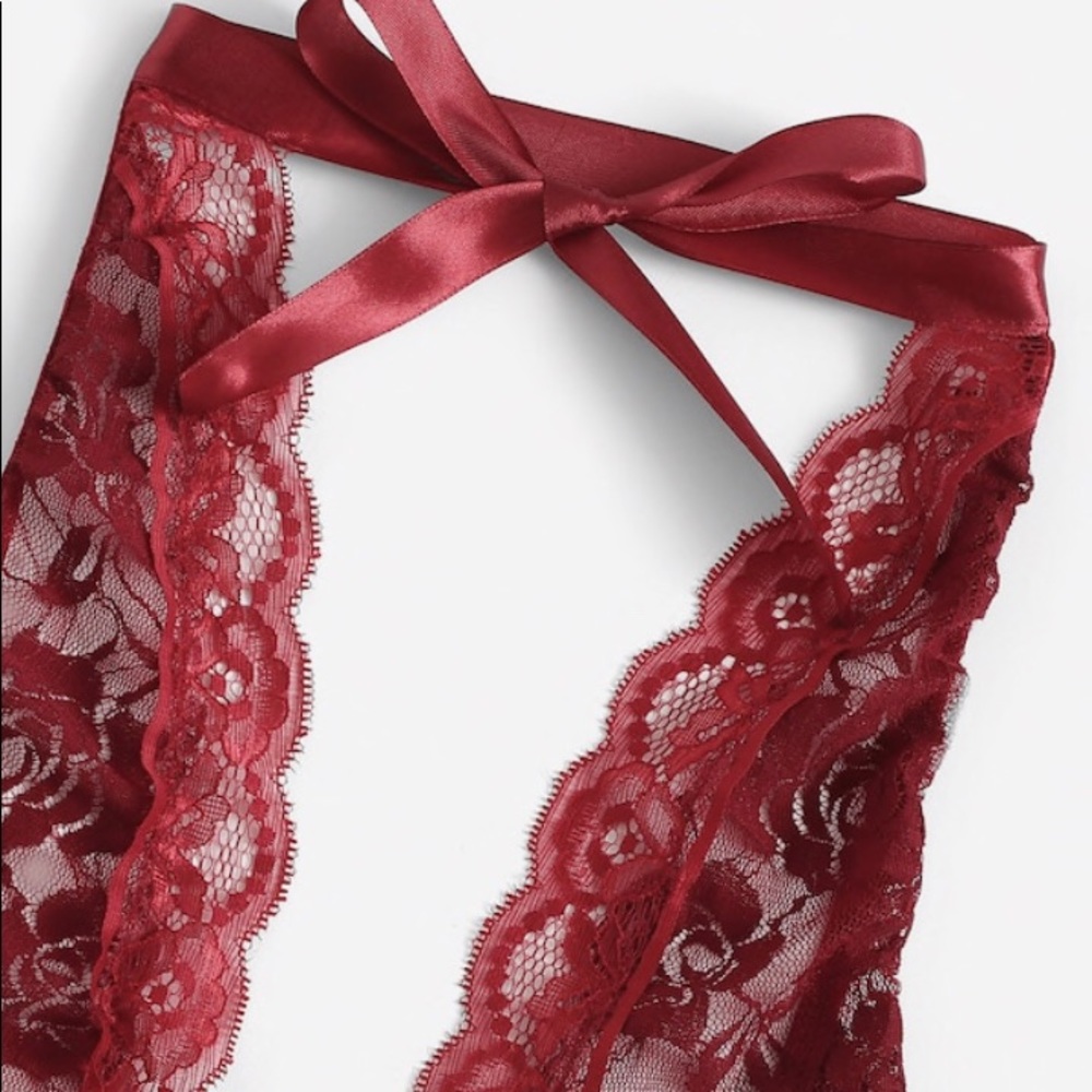 Women’s Sexy Burgundy Teddy Lingerie - Picture 4 of 5